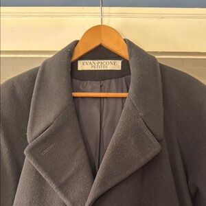 Elegant Black Double-Breasted Wool-Blended 15%-Cashmere Coat